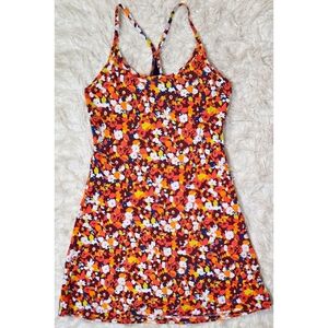 Outdoor Voices Exercise Dress Paprika Blooms Skort Tennis Red Orange Blue Floral